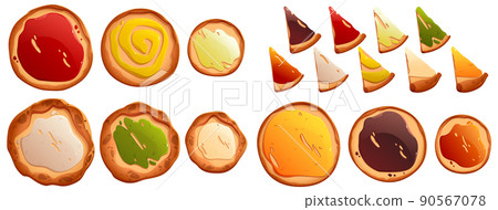 Pizza constructor with base or toppings vector set 90567078