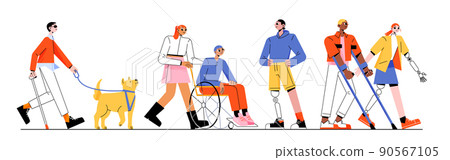 Group of people with different disabilities - Stock Illustration ...