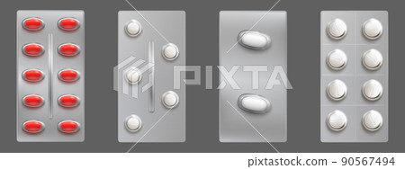 Medical drugs package, blisters with tablets Medical drugs package, blisters with tablets 90567494