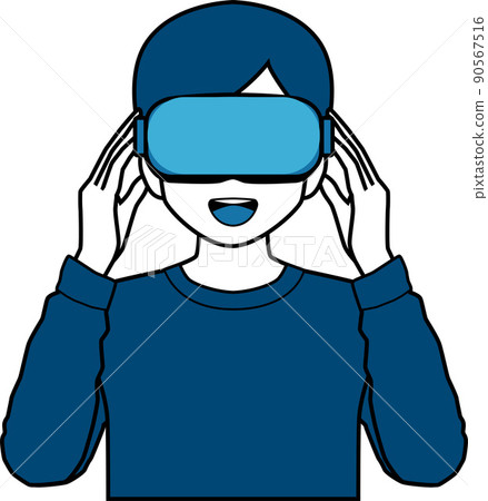 一個戴著 VR 眼鏡玩得開心的男人 90567516
