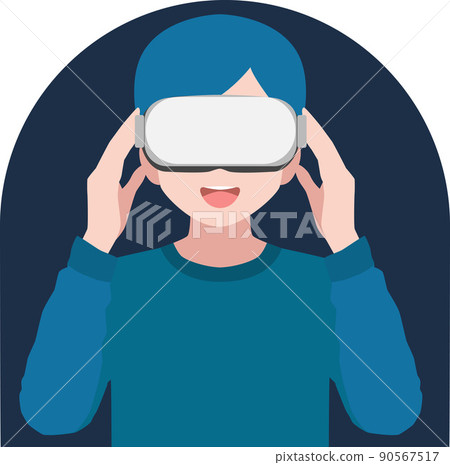 A man wearing VR goggles and having fun 90567517