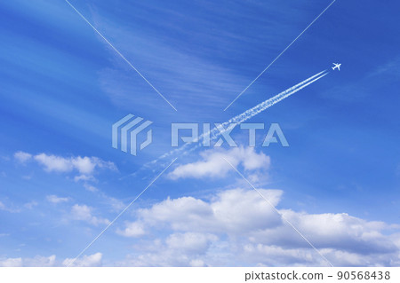 Airplane cloud in the blue sky 90568438