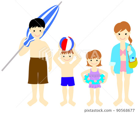 Illustration of a family going out to the beach 90568677