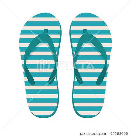 Pair of beach slippers. Summer flip flops. Flat... - Stock Illustration ...
