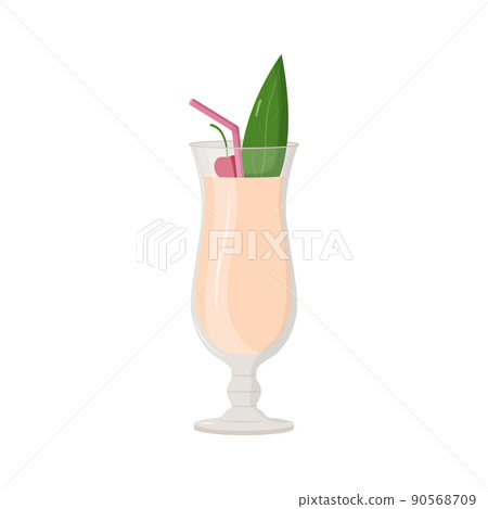 Summer alcoholic drink, tropical cocktail. Pina colada. Beach party concept. Flat vector illustration Summer alcoholic drink, tropical cocktail. Pina colada. Beach party concept. Flat vector illustration 90568709