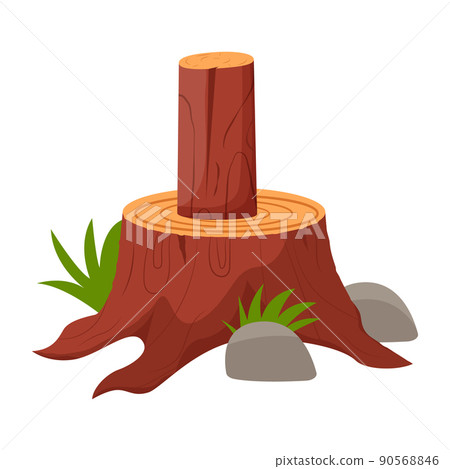Tree stump isolated on white background. Textured detailed clipart, boulder. Flat vector illustration Tree stump isolated on white background. Textured detailed clipart, boulder. Flat vector illustration 90568846