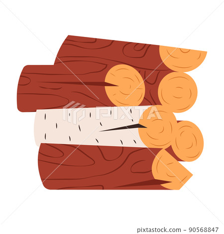 Firewood isolated on white background. Textured detailed clipart, boulder. Flat vector illustration Firewood isolated on white background. Textured detailed clipart, boulder. Flat vector illustration 90568847