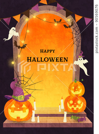 Halloween pumpkin and ghost vector illustration background 90569076