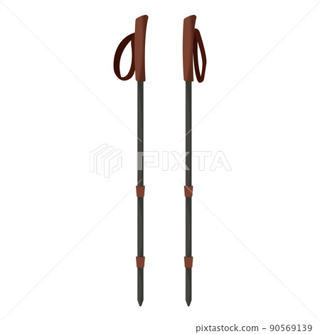 Trekking sticks isolated on white background. Scandinavian walking. Equipment for hiking, travel, recreation, healthy lifestyle. Flat vector illustration 90569139