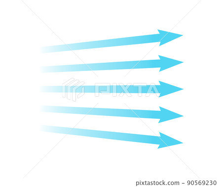 Air flow. Blue arrow showing direction of air movement. Wind direction arrow. Blue cold fresh stream from the conditioner. Vector illustration isolated on white background Air flow. Blue arrow showing direction of air movement. Wind direction arrow. Blue cold fresh stream from the conditioner. Vector illustration isolated on white background 90569230