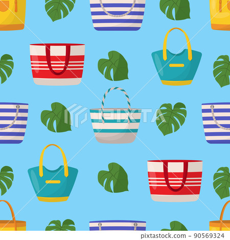 Colorful women's summer bags seamless pattern. Colorful women's shopping bags Colorful women's summer bags seamless pattern. Colorful women's shopping bags 90569324