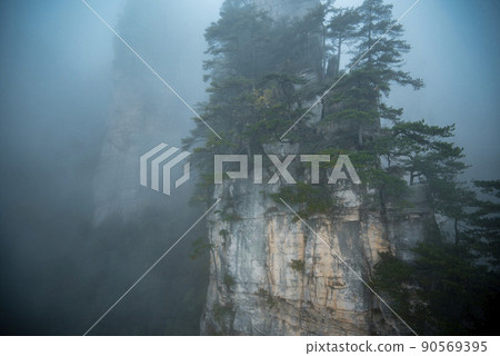 Amazing landscape of mountain and forest in the foggy at Wulingyuan, Hunan, China. Wulingyuan Scenic and Historic Interest Area which was designated a UNESCO World Heritage Site in China Amazing landscape of mountain and forest in the foggy at Wulingyuan, Hunan, China. Wulingyuan Scenic and Historic Interest Area which was designated a UNESCO World Heritage Site in China 90569395