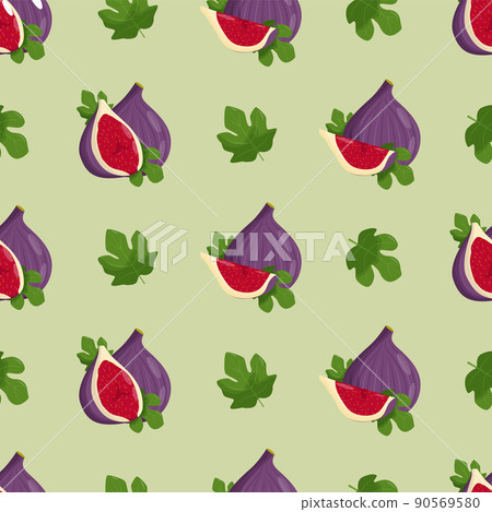 Cute fig seamless pattern. Flat vector illustration 90569580