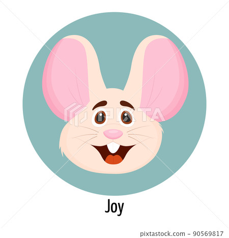 Mouse character with a joyful face. Facial expression. Mouse character feelings. 90569817