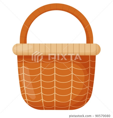 Wicker basket. Empty wicker basket for Easter, picnic. Wooden accessory for storage or carrying Wicker basket. Empty wicker basket for Easter, picnic. Wooden accessory for storage or carrying 90570080