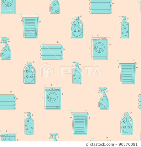 Laundry and washing objects seamless pattern. Flat vector illustration Laundry and washing objects seamless pattern. Flat vector illustration 90570081