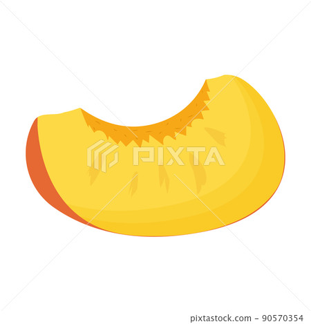 A piece of orange peach isolated on white background. Flat vector illustration 90570354
