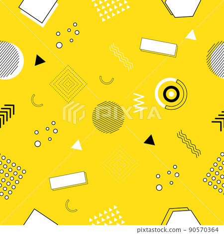 Memphis seamless pattern of geometric shapes for tissue and postcards 90570364