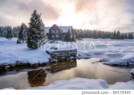 Wintertime landscape of Jizera Mountains 90570495