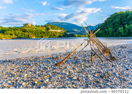 Wide valley of Tagliamento River Wide valley of Tagliamento River 90570512