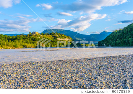 Wide valley of Tagliamento River Wide valley of Tagliamento River 90570529