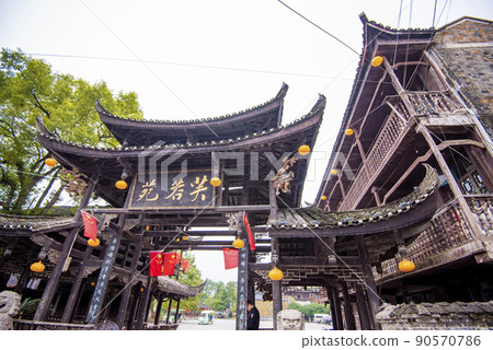 Street view local in Furong Ancient Town (Furong Zhen, Hibiscus Town), China. Furong Ancient Town is famous tourism attraction place. 90570786