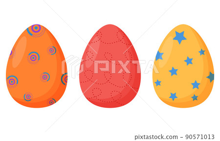 Set of colorful decorated Easter eggs isolated on a white background. Spring holiday. Happy easter eggs. Seasonal celebration. Set of colorful decorated Easter eggs isolated on a white background. Spring holiday. Happy easter eggs. Seasonal celebration. 90571013