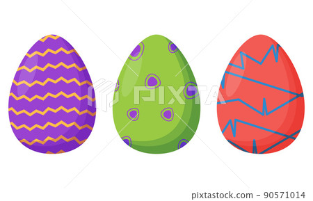 Set of colorful decorated Easter eggs isolated on a white background. Spring holiday. Happy easter eggs. Seasonal celebration. Set of colorful decorated Easter eggs isolated on a white background. Spring holiday. Happy easter eggs. Seasonal celebration. 90571014