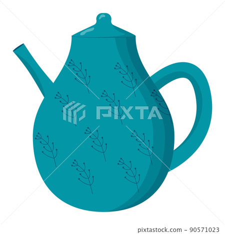 Ceramic kitchenware. Cute handmade ceramic teapot. Kitchen tools, pottery. Flat vector illustration Ceramic kitchenware. Cute handmade ceramic teapot. Kitchen tools, pottery. Flat vector illustration 90571023