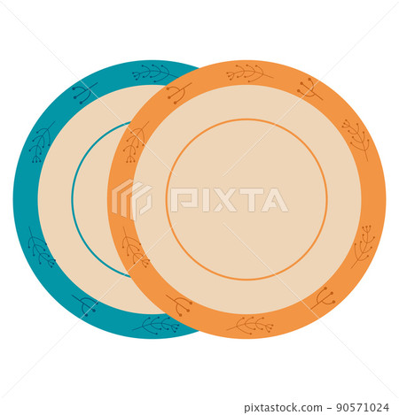 Ceramic kitchenware. Cute handmade ceramic plates. Kitchen tools, pottery. Flat vector illustration Ceramic kitchenware. Cute handmade ceramic plates. Kitchen tools, pottery. Flat vector illustration 90571024
