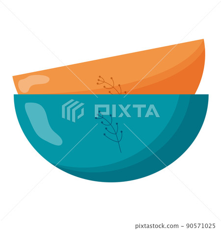 Ceramic kitchenware. Cute handmade ceramic plates. Kitchen tools, pottery. Flat vector illustration Ceramic kitchenware. Cute handmade ceramic plates. Kitchen tools, pottery. Flat vector illustration 90571025