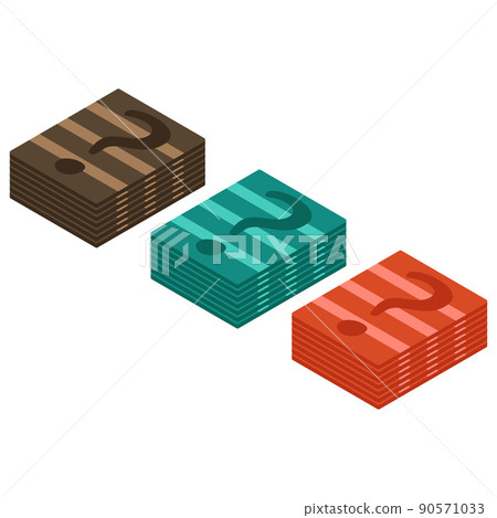 Playing cards for a board game in isometry. Flat vector illustration Playing cards for a board game in isometry. Flat vector illustration 90571033