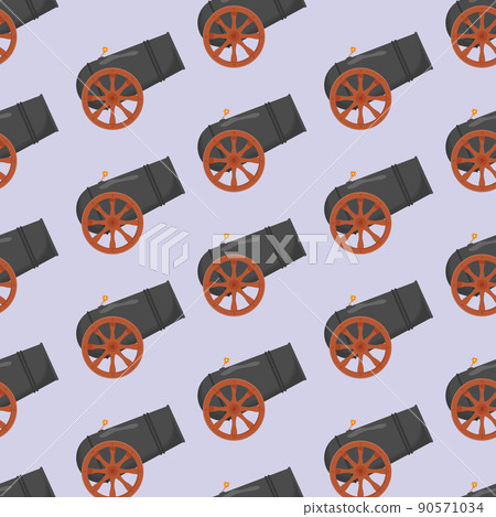 Ancient cannon seamless pattern. Flat vector illustration Ancient cannon seamless pattern. Flat vector illustration 90571034