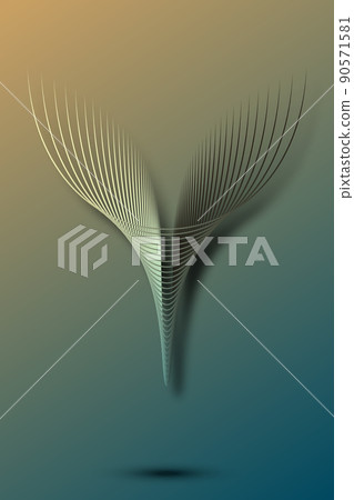 金色綠色線條形如葉片或花瓣抽象質感圖形 金色綠色線條形如葉片或花瓣抽象質感圖形 90571581