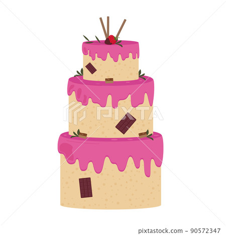 Cake with strawberry and chocolate isolated on... - Stock Illustration ...