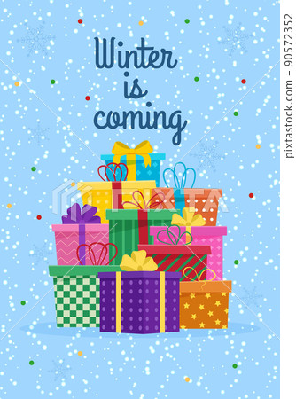 New Year 2022 card. Winter card design illustration for greetings, invitation, flyer, brochur. New year gift 90572352