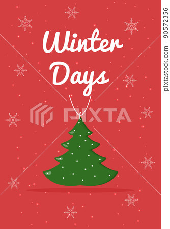 New Year 2022 card. Winter card design illustration for greetings, invitation, flyer, brochure. Tree toy 90572356