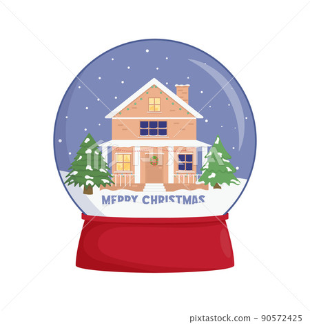 Snow globe with a town. Winter wonderland... - Stock Illustration ...