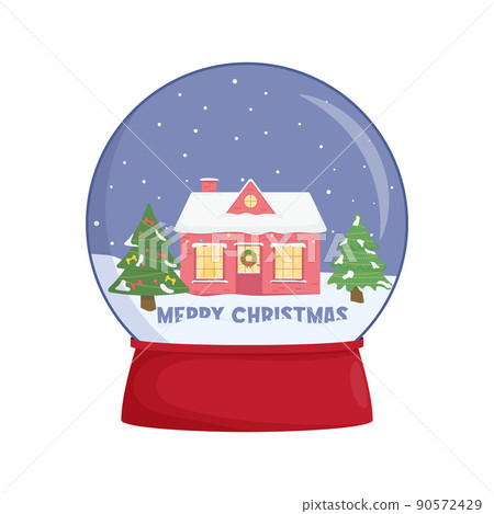 Snow globe with a town. Winter wonderland... - Stock Illustration ...