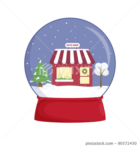 Snow globe with a town. Winter wonderland... - Stock Illustration ...