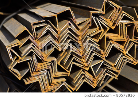 Metal profile angle in packs at the warehouse of metal products 90572930