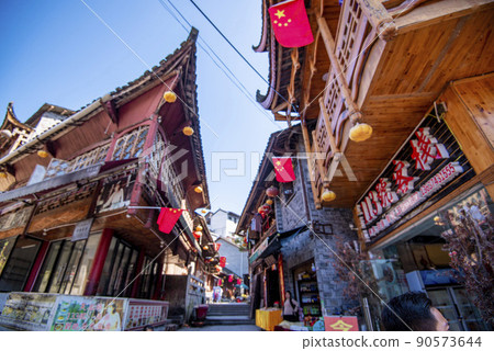 Street view local in Furong Ancient Town (Furong Zhen, Hibiscus Town), China. Furong Ancient Town is famous tourism attraction place. 90573644