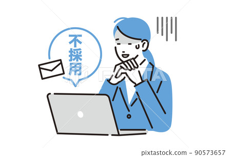 一個求職的女人,當一個人被拒絕的通知來臨時感到失望 一個求職的女人,當一個人被拒絕的通知來臨時感到失望 90573657