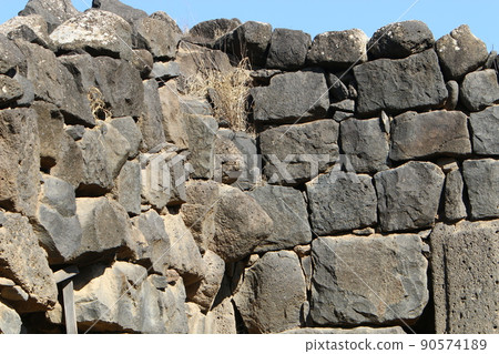 the ruins of a large Byzantine monastery Kursi on the shores of Lake Tiberias, on the western slope of the Golan Heights. 90574189