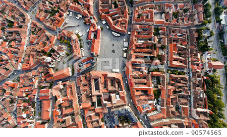 Aerial drone view of the Historic Centre of Sibiu, Romania 90574565