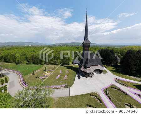 Aerial drone view of the Peri-Sapanta Monastery, Romania 90574646