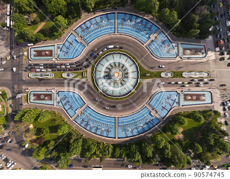 Aerial drone view of Bucharest downtown, Romania Aerial drone view of Bucharest downtown, Romania 90574745