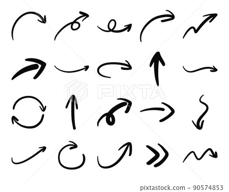 Hand drawn arrow icons set. Set of arrow doodle style. 90574853