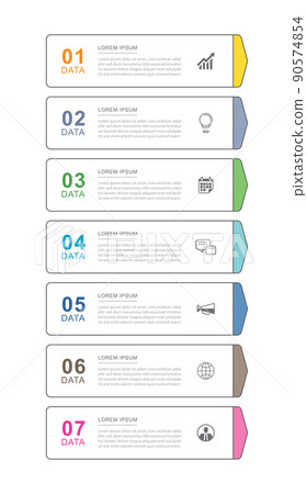 7 data infographics tab thin line index template. Vector illustration abstract square infographic background. 90574854
