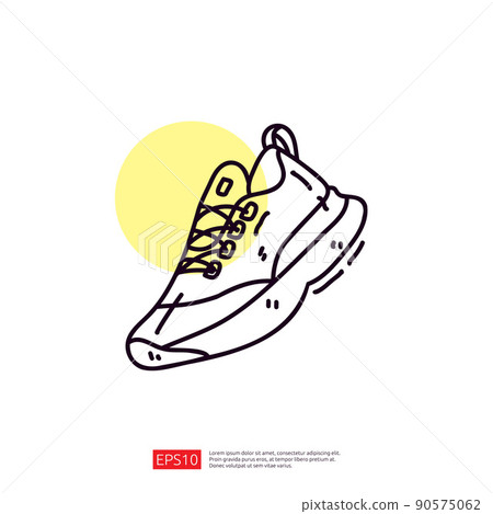 running shoes doodle line icon 90575062